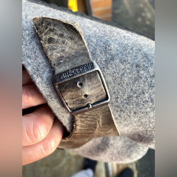 VGUC BIRKENSTOCK Basel 38 Wool Clogs w/ Leather Strap and Buckle - Picture 15 of 16